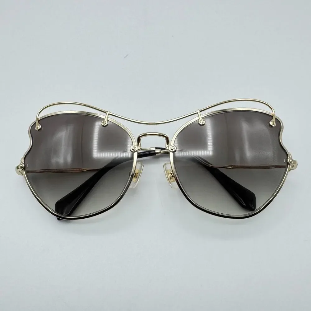Miu Miu Sunglasses SMU 56R ZVN-0A7 Pale Gold Frame Gradient Lens 61-19-135mm